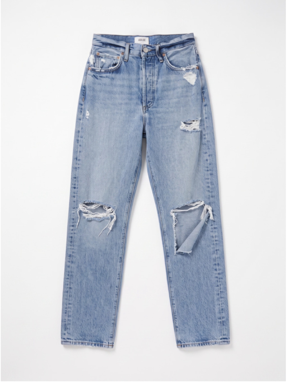 AGOLDE 90's Light Wash Blue Indigo Denim Straight Jeans Cotton Distressed, Sz 24